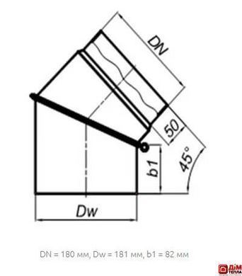 Колено регулируемое Darco 45&deg; на димоход &Oslash; 180 черная сталь 2 мм KNS 180/45-CZ 2 фото