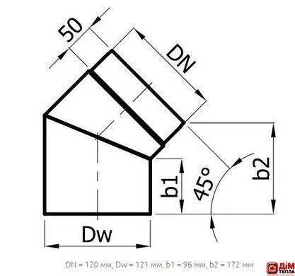 Колено Darco 45&deg; на дымоход &Oslash; 120 черная сталь 2 мм KS 120/45-CZ 2 фото