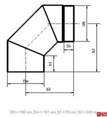 Коліно Darco 90&deg; &Oslash; 160 чорна сталь 2 мм KS 160/90-CZ 2 фото