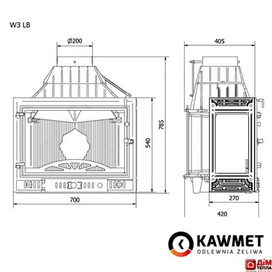 Каминная топка KAWMET W3 с левым боковым стеклом (16.7 kW) Kaw-met W3 LB фото