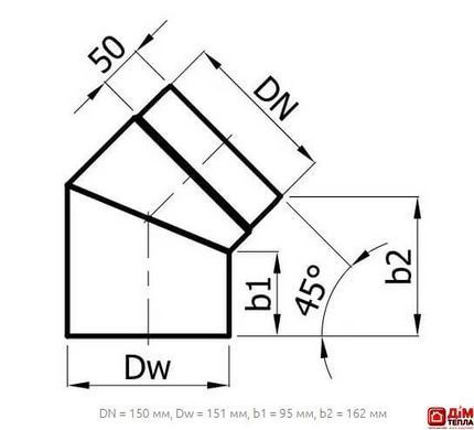 Колено Darco 45&deg; на дымоход &Oslash; 150 черная сталь 2 мм KS 150/45-CZ 2 фото