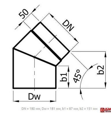 Колено Darco 45&deg; на дымоход &Oslash; 180 черная сталь 2 мм KS 180/45-CZ 2 фото